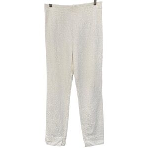 Equestrian White Textured Stretch Pants Size Small